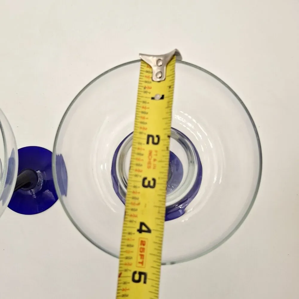 Libby Bravura Margarita Glasses Cobalt Blue Curved Stem 7.25